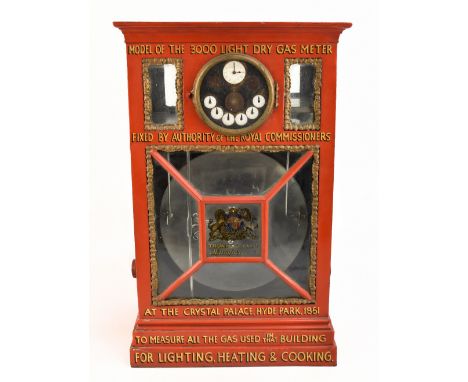 EXHIBITION INTEREST; a rare red painted gas meter by Thomas Glover, a model of the 3000 light dry gas meter fixed by authorit