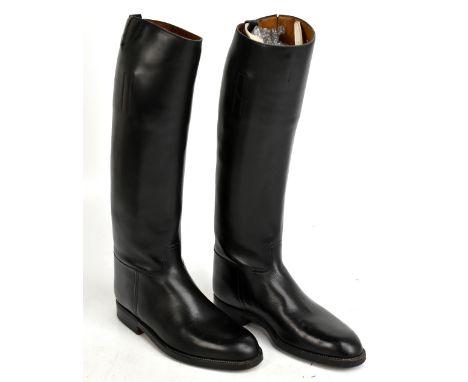A pair of Maxwell of London black leather riding boots, height 49cm, length of sole 29cm, stamped Maxwell to the underside of