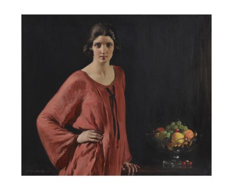 [§] STANLEY CURSITER C.B.E., R.S.A., R.S.W. (SCOTTISH 1887-1976)  THE RED DRESS   Signed and dated 1920, oil on canvas  86cm 