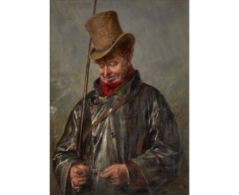 ERSKINE NICOL R.S.A., A.R.A. (SCOTTISH 1825-1904)  AN IRISH ANGLER   Signed with a monogram, oil on panel  28cm x 20cm (11in 