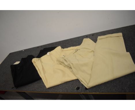 Three pairs of gents vintage button fly trousers, approx 1930s to 1940s.