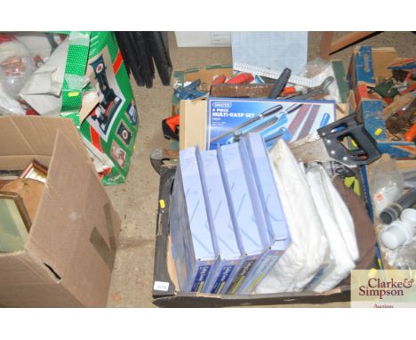 Two boxes of hand tools etc