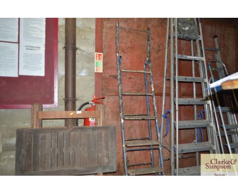 A wooden and metal step ladder