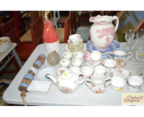 A quantity of various porcelain; to include Royal Worcester, "Roanoke" loving cup, large wash jug etc.