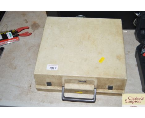A typewriter in fitted case