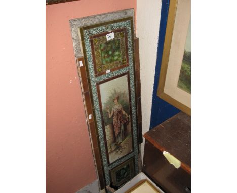 Late 19th century tiled panel with portrait study of woman with flower. 