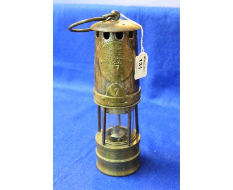 A Halewood and Ackroyd 'Halewood's Approved Lamp' brass miners safety lamp. 