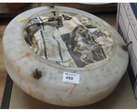 Mid 20th century opaline marble glass circular ceiling light fitting. 