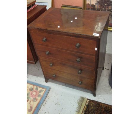 19th century mahogany inlaid commode chest on splay legs. 
