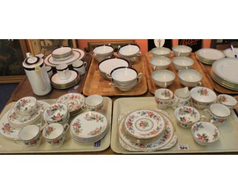 Two trays of china to include Wedgwood part tea ware decorated with flowers, foliage and butterflies comprising cups, saucers