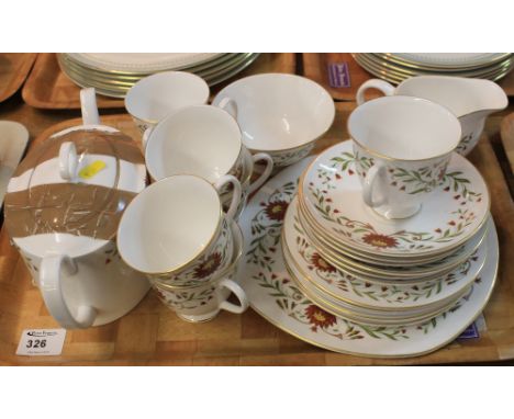 Tray of Susie Cooper fine bone china 'Mariposa' no. C2103 tea service comprising cups, saucers, plates, teapot, milk jug and 