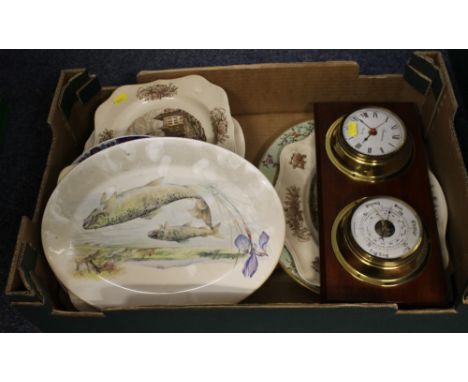 Tray of assorted plates to include modern, floral, oriental Royal Homes of Britain Windson Castle by Johnson Brothers, Tudor 
