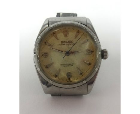 Rolex, a gents stainless steel vintage wristwatch, chronometer, Oyster Perpetual, the back plate stamped 'L.Johnson 1958', va