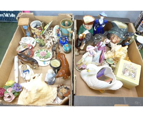A collection of decorative china, etc., including Beswick, Royal Doulton, Hummel, some a/f 