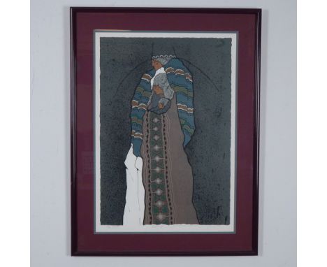 This framed limited-edition print, titled Mestizos, is a striking work by renowned Southwestern artist Amado Maurilio Pena Jr