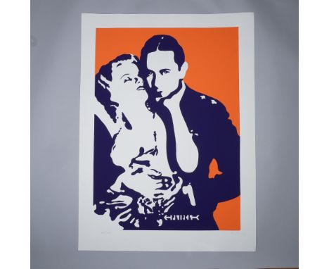 A vibrant serigraph by Guy Pierce, titled Hell's Angels, created around 1979. This piece is inspired by the 1930 film "Hell's