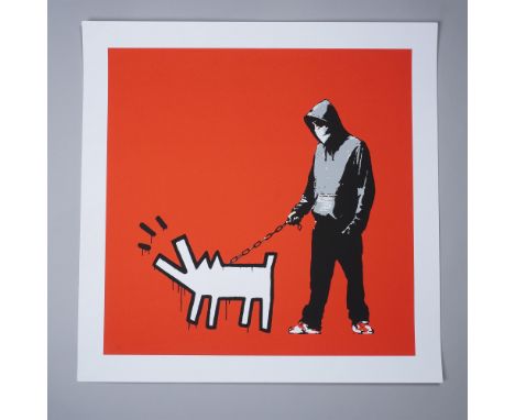 Choose Your Weapon is a striking color screenprint after the elusive street artist Banksy, reinterprets Keith Haring's iconic
