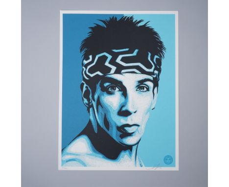 A striking limited edition print by Shepard Fairey, featuring the iconic portrait of Derek Zoolander in his signature Blue St