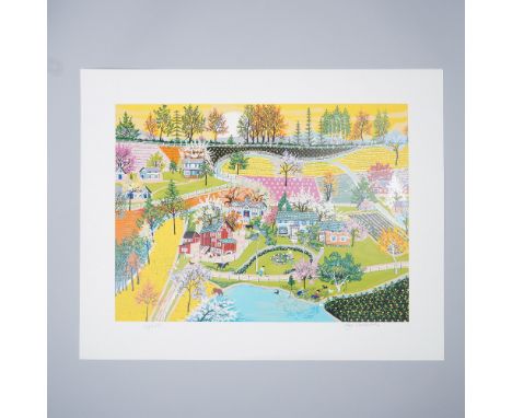 This beautifully detailed limited edition print by Kay Ameche captures a lively countryside landscape with vivid colors and i