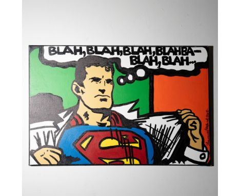 A bold and vibrant acrylic painting on canvas by contemporary and Urban artist Samuel Mark, created in 2012. This pop-art-ins