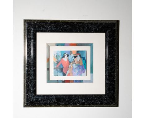 A captivating serigraph on paper by renowned Israeli artist Itzchak Tarkay, celebrated for his distinctive blend of modern im
