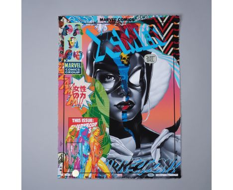 A striking giclee screenprint by renowned street artist and designer Tristan Eaton, known for his dynamic fusion of pop cultu