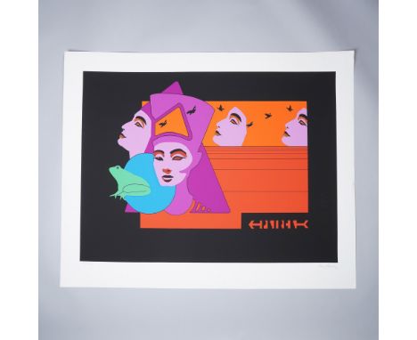 Limited edition color serigraph by Guy Pierce titled Nefertiti, numbered 88/300 and hand-signed by the artist in pencil. This