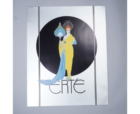 This Art Deco print by Erté, Athena (Legends), showcases the Greek goddess Athena in an opulent golden gown, adorned with int