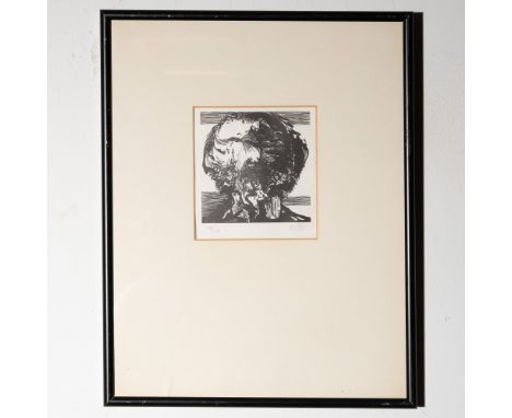 This limited edition woodcut print by renowned artist Leonard Baskin showcases his signature bold contrasts and expressive ca