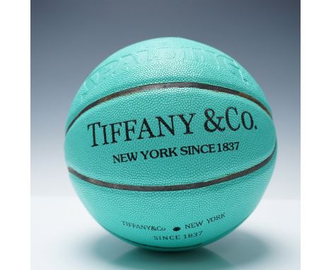 Tiffany &amp; Co. collaboration with Spalding, featuring the brand's signature turquoise color. The ball is embossed with Tif