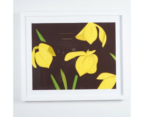 Yellow Flags on Brown is a striking archival pigment ink print by Alex Katz, one of the foremost figures in contemporary Amer