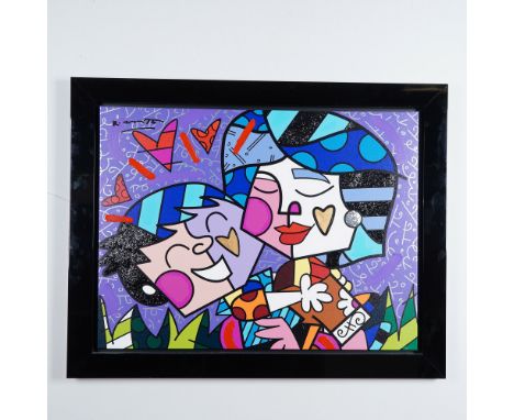 Vibrant and dynamic mixed-media artwork with acrylic paint, diamond dust, and oil pen on canvas by internationally renowned B