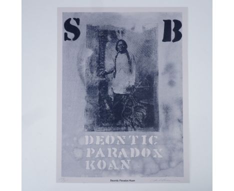 This limited edition print by Carl Beam (1943-2005, Canadian), titled Deontic Paradox Koan, exemplifies his signature fusion 