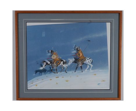 Limited edition print by Native American artist Rance Hood (b. 1941), numbered 297/1500 and signed by the artist. This piece,