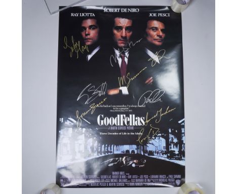 This authentic cast-signed movie poster from Goodfellas features the signatures of legendary actors and filmmakers, including