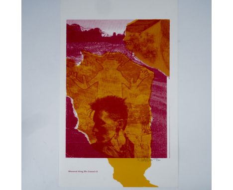 Limited edition silkscreen print by Rebecca Blaird, titled Measured Along The Ground #3. This composition employs a layered c