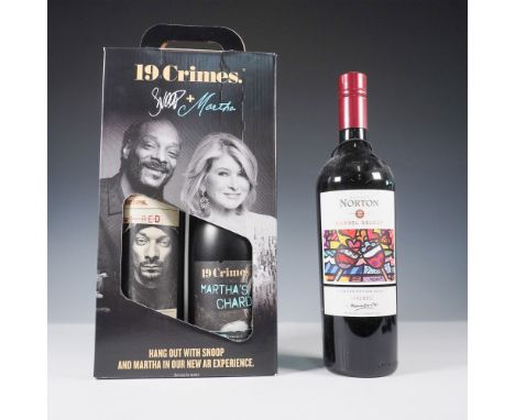 A collectible wine lot featuring a 19 Crimes Snoop &amp; Martha two-bottle gift set and a limited-edition 2015 Bodega Norton 