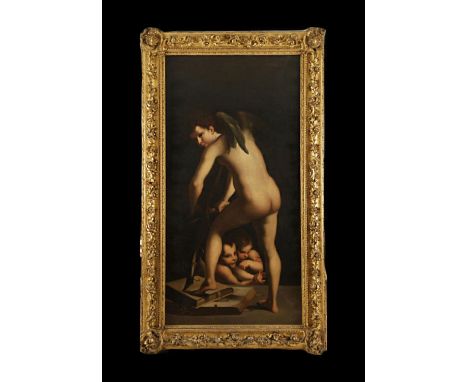 Version of the one preserved in the Prado painted by Mar’a Cristina de Borb—n, measures: 202 x 120 framed, canvas: 172 x 88 c