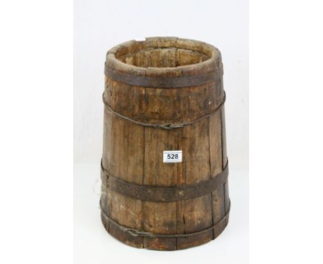 Vintage Rustic Pine and Iron Bound Pot