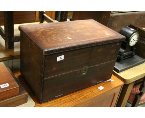 Victorian Mahogany Cabinet, the hinged top opening to reveal two green baise lined trays over a hinged front panel opening to