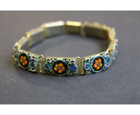 Vintage Italian Micro Mosaic Nine Panel Bracelet
