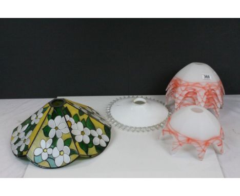 Nine vintage Glass Light shades in three different designs