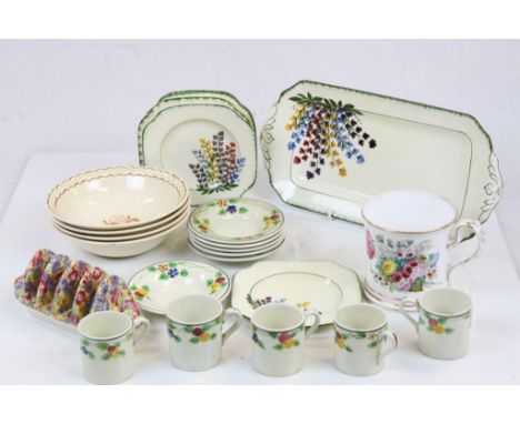 Small collection of vintage ceramics to include; hand painted coffee cups &amp; saucers by Yeates &amp; Sons in "Somerset" pa
