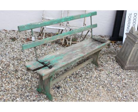 Old Painted Wooden Garden Bench with adjustable Swing Back together with Two Garden Chairs (a/f) plus Saxo Salt Box