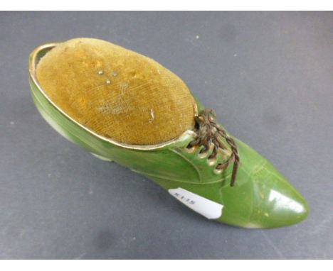 Ceramic Pin Cushion in the form of a Victorian Shoe