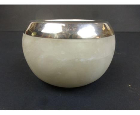 Alabaster / Marble and Silver Topped Match Striker / Inkwell, Birmingham 1924 John Grinsell &amp; Sons