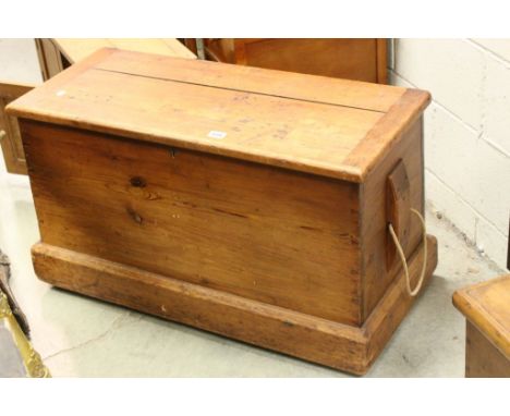 19th century Pine Blanket Box / Trunk with Rope Handles