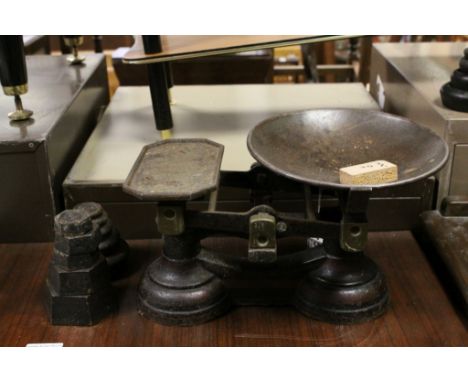 Vintage Set of Metal Scales and Iron Weights