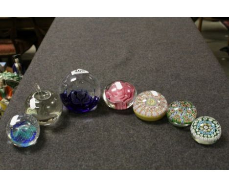 Seven vintage Glass Paperweights to include Caithness and Perthshire