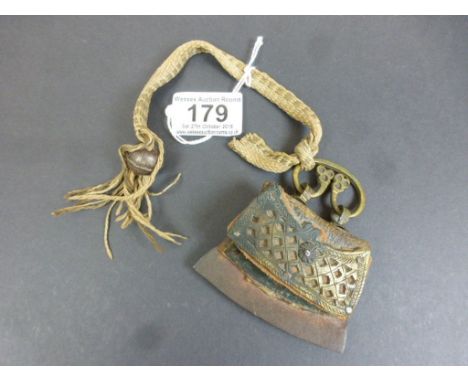 Scottish interest: antique purse formed of metal and leather containing flint, passed down through the vendor's Scottish fami